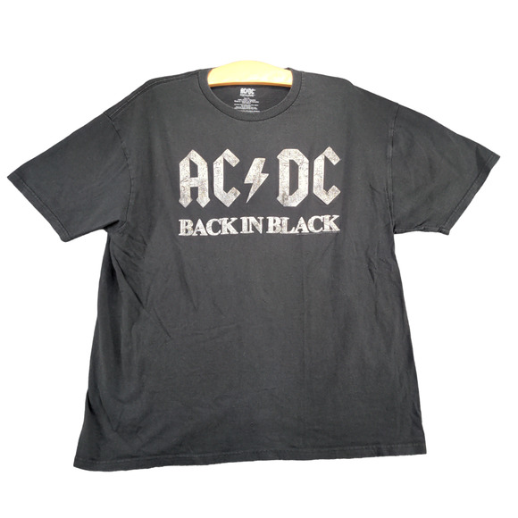 ACDC Rockware Womens Back in Black T-Shirt Black Size XL Short Sleeve Cotton - Picture 1 of 12